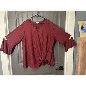 Cato Maroon Bell Sleeve Knot Detail Size 18/20